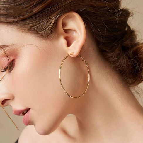 4 Pairs Silver Hoop Earrings for Women, 925 Sterling Silver Hypoallergenic Hoop Earrings Large Silver Hoop Earrings Set For Girls 30 40 50 60mm in Kuwait