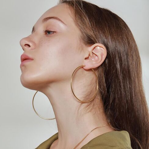 4 Pairs Silver Hoop Earrings for Women, 925 Sterling Silver Hypoallergenic Hoop Earrings Large Silver Hoop Earrings Set For Girls 30 40 50 60mm in Kuwait