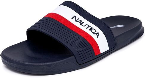 Nautica Men's Athletic Slide Comfort Sandal-Topco Stripe-Navy/White-Size-11 in Saudi Arabia