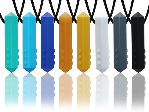 Chew Necklaces for Sensory Kids, 8 Pack Chewy Necklace Sensory Boys and Girls with Autism, ADHD, SPD, Biting, Silicone Teething Necklace Oral Chew Toys for Adults Reduce Chewing Anxiety Fidget in Saudi Arabia