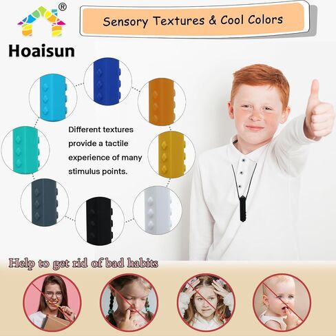 Chew Necklaces for Sensory Kids, 8 Pack Chewy Necklace Sensory Boys and Girls with Autism, ADHD, SPD, Biting, Silicone Teething Necklace Oral Chew Toys for Adults Reduce Chewing Anxiety Fidget in Saudi Arabia
