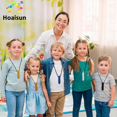 Chew Necklaces for Sensory Kids, 8 Pack Chewy Necklace Sensory Boys and Girls with Autism, ADHD, SPD, Biting, Silicone Teething Necklace Oral Chew Toys for Adults Reduce Chewing Anxiety Fidget in Saudi Arabia