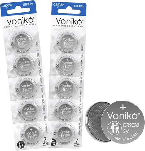 Voniko 3 Volt CR2032 Battery 5 Pack – Lithium Batteries – 2032 Button Battery Flat – 7 Years Shelf Life in Saudi Arabia