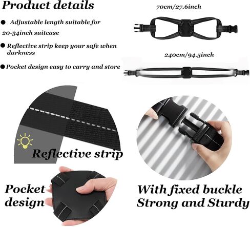 3PCS Add a Bag Bungees Luggage Belt Suitcases,High Elastic Travel Belt Luggage Straps for Carry On Bag for for Suitcases - The Best Ideal for Stacking Items on top of Your Wheeled Suitcase-Black（3） in Saudi Arabia