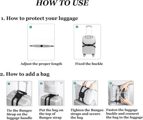 3PCS Add a Bag Bungees Luggage Belt Suitcases,High Elastic Travel Belt Luggage Straps for Carry On Bag for for Suitcases - The Best Ideal for Stacking Items on top of Your Wheeled Suitcase-Black（3） in Saudi Arabia