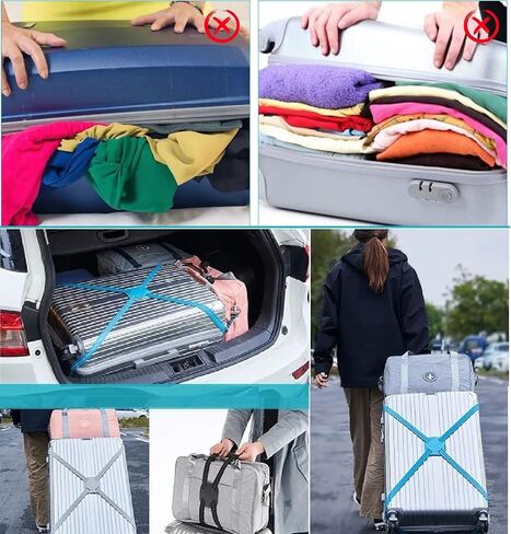3PCS Add a Bag Bungees Luggage Belt Suitcases,High Elastic Travel Belt Luggage Straps for Carry On Bag for for Suitcases - The Best Ideal for Stacking Items on top of Your Wheeled Suitcase-Black（3） in Saudi Arabia