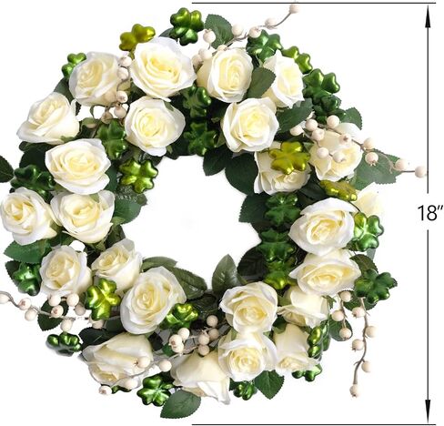 idyllic St. Patrick's Day Decoration Wreath for Front Door with Bowknot,Saint Patrick Day Decoration Wreath,Shamrock Clover Wreath for Kitchen Window Wall Party Home Decor in Saudi Arabia