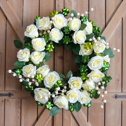 idyllic St. Patrick's Day Decoration Wreath for Front Door with Bowknot,Saint Patrick Day Decoration Wreath,Shamrock Clover Wreath for Kitchen Window Wall Party Home Decor in Saudi Arabia