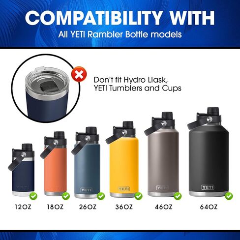 غطاء غطاء بديل Chug، متوافق مع زجاجة YETI Rambler تناسب 18oz/26oz/36oz/64oz in Saudi Arabia