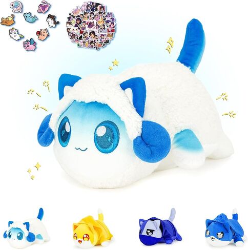 KOWSI 61PCS 11inches Cheeseburger Cat Plush + 60Sticker Meemeows Cute Food Cat Plush Collection 100% Polyester Plushie Pillow Embroidered Soft Stuffed Animal Collectible (Cheeseburger Cat) in Saudi Arabia