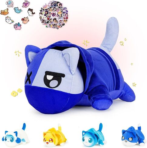 KOWSI 61PCS 11inches Cheeseburger Cat Plush + 60Sticker Meemeows Cute Food Cat Plush Collection 100% Polyester Plushie Pillow Embroidered Soft Stuffed Animal Collectible (Cheeseburger Cat) in Saudi Arabia