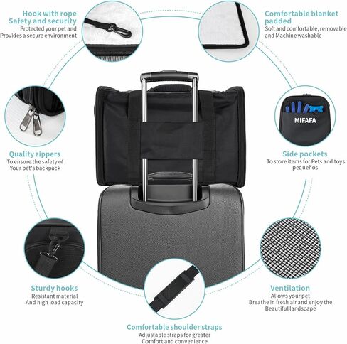 MIFAFA Pet Big Cat Rabbit Puppy Dog Body Large Medium Small Soft Car 18x11x11 Collapsible Travel Transport Cage Carrier Bag 0-15 15-20 lbs TSA Mr Peanuts Delta Southwest FAA Airline Approved(Large) in Kuwait