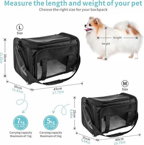 MIFAFA Pet Big Cat Rabbit Puppy Dog Body Large Medium Small Soft Car 18x11x11 Collapsible Travel Transport Cage Carrier Bag 0-15 15-20 lbs TSA Mr Peanuts Delta Southwest FAA Airline Approved(Large) in Kuwait