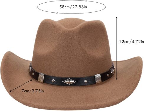 Felt Western Cowboy Hat for Men Women Faux Classic Fedora Roll Up Brim Hat Western Cowboy Outdoor Hat with Belt… in Kuwait