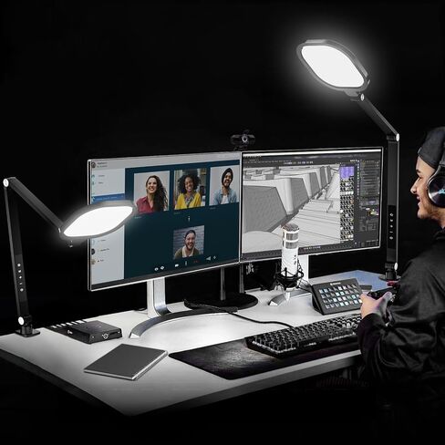 LitONES Video Conference Lighting for Computer, Zoom, Video Recording,White | 15W Desk Ring Light with C- Clamp, Swing Arm, Remote, Memory & Timer CRI 97.8, Video Lighting for Webcam,Streaming, Podcast in Saudi Arabia