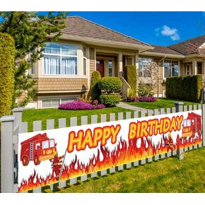 Large Garbage Truck Birthday Banner, Trash Trucks Birthday Sign Banner, Waste Management Recycling Bin Party Supplies Decoration, Outdoor Indoor (9.8 x 1.6 feet)