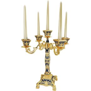 RosyLine Metal Candelabra 17" Height, Candle Holder with 5 Arms,Antique Bronze Furnish Candle Holder, Centerpiece for Home Decro,Wedding Event, Party,1 Pack (Golden) in Kuwait