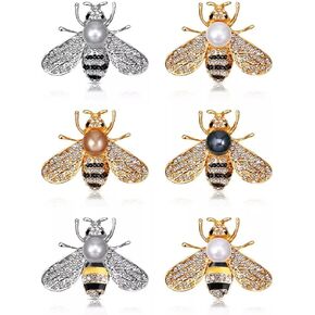 6 Pieces Rhinestone Butterfly Brooch Elegant Lapel Pins Dress Accessories Jewelry Gift For Women Girls Daily Decoration