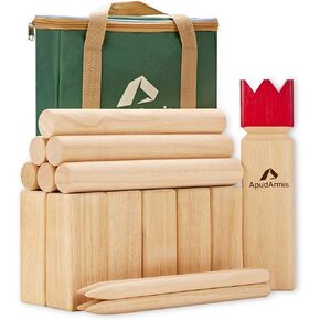 مجموعة ألعاب ApudArmis Kubb Yard، لعبة شطرنج فايكنغ في الهواء الطلق مع حقيبة حمل - مجموعة ألعاب حديقة خشبية مطاطية في الفناء الخلفي للمراهقين والبالغين والأسرة