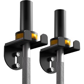 Single Barbell Holder Wall Mount Barbell Storage Holder with Rubber Spacer to Protect Your Barbell, Black Powder Coated for Home Gym, Garage Gym, Holds Under 34mm Bar Size(2 Pcs)