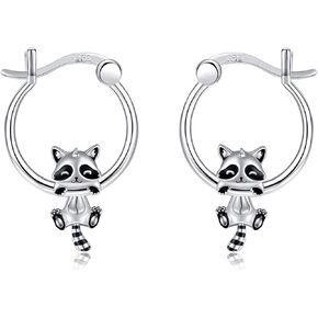 VONALA Cow Cat Dog Frog Fox Axolotl Earrings for Women 925 Sterling Silver Animal Hoop Earrings for Girls Jewelry Gifts