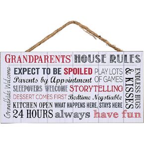 P. Graham Dunn Grandparents House Rules Decorative Wall Art Sign Plaque, 12 x 6 White Mounted Print