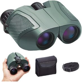 Compact Binoculars for Adults and Kids, 12x25 BAK4 Easy Focus Binoculars with High Power and Clear Low Light Vision, IPX5 Waterproof Binocular for Bird Watching, Hunting, Travel, Sightseeing，Outdoor