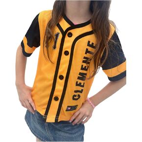 Children Baseball Jersey Puerto RICO Clemente Pirates V-Neck Short Sleeve Yellow