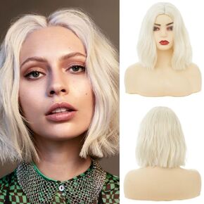 Amnenl Grey Short Curly Wig for Women Finger Wave Wigs Natural Heat Resistant Synthetic Hair for Daily Costume Party Halloween Wig