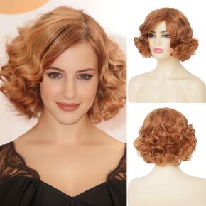 Amnenl Grey Short Curly Wig for Women Finger Wave Wigs Natural Heat Resistant Synthetic Hair for Daily Costume Party Halloween Wig