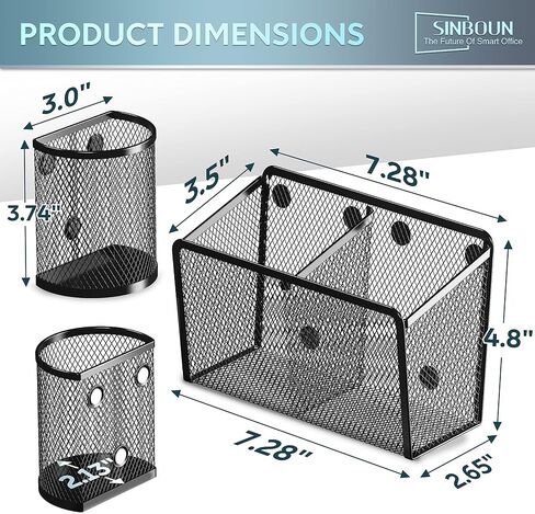 Sinboun 3 Pack Magnetic Pencil Holder Magnetic Storage Basket Organizer, Metal Magnetic Pen Holder Storage Basket for Whiteboard Refrigerator for Home School and Office in Saudi Arabia