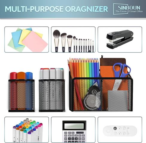 Sinboun 3 Pack Magnetic Pencil Holder Magnetic Storage Basket Organizer, Metal Magnetic Pen Holder Storage Basket for Whiteboard Refrigerator for Home School and Office in Saudi Arabia