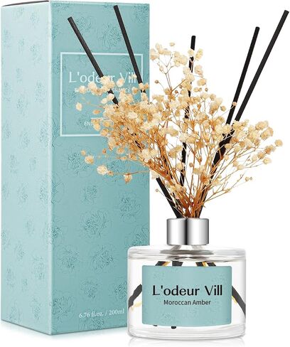 L'odeur Vill Reed Diffuser Set, 6.7 oz(200ml) Bamboo Scented Diffuser with 6 Oil Diffuser Sticks, Home Fragrance Essential Oil Reed Diffuser for Home Large Rooms Bathroom Shelf Decor in Kuwait