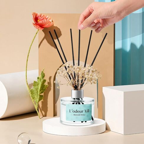 L'odeur Vill Reed Diffuser Set, 6.7 oz(200ml) Bamboo Scented Diffuser with 6 Oil Diffuser Sticks, Home Fragrance Essential Oil Reed Diffuser for Home Large Rooms Bathroom Shelf Decor in Kuwait