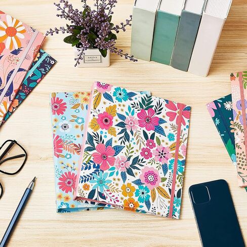 6 Pack Mini Binders 5.5 x 8.5 Three Ring 1 Inch Marble Binder with Elastic Cord Cute Hardcover Marble Binder Floral Marble Binder for School Office Home Binder Photo Album Pages (Floral Style) in Saudi Arabia