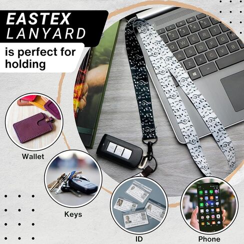 EASTEX Musical Notes Lanyard Keychain - Music Lanyards for ID Badges Gift in Kuwait