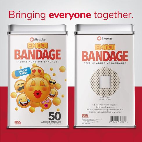 BioSwiss Bandages, The Smurfs Classic Shaped Self Adhesive Bandage, Latex Free Sterile Wound Care, Fun First Aid Kit Supplies for Kids and Adults, 50 Count Plastic Case in Saudi Arabia