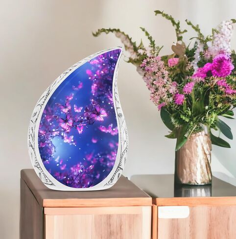 Butterfly Urns for Human Ashes Adult Female - Teardrop Urn, Decorative Urns, Blue Urn for Ashes Adult Male, Burial Urns for Human Ashes Adult Male, Cremation Urns for Women, Funeral Urn 3Inch in Saudi Arabia