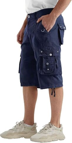 Rejork Men's Long Below Knee Length 3/4 Capri Cargo Shorts Loose Fit with Pockets 42 Light Green in Saudi Arabia