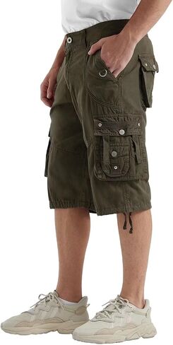 Rejork Men's Long Below Knee Length 3/4 Capri Cargo Shorts Loose Fit with Pockets 42 Light Green in Saudi Arabia