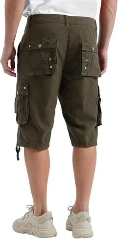 Rejork Men's Long Below Knee Length 3/4 Capri Cargo Shorts Loose Fit with Pockets 42 Light Green in Saudi Arabia