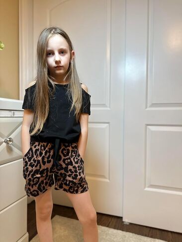 Arshiner Girls Short Sets 2 Pieces Outfits Short Sleeve Tie Knot T-Shirts and Casual Shorts With Pockets Cute Clothes Sets in Saudi Arabia