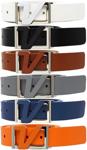 AMBA7 Volvik Victory Golf Leather Belt, 100% Genuine Italian Real Solid Leather Strap Free Size up to 42", White, Black, and Orange in Saudi Arabia