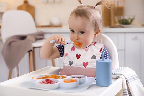 Kushies Silisoft Bib, Waterproof Top with Soft Silicone catch all pocket for Babies and Toddlers in Saudi Arabia