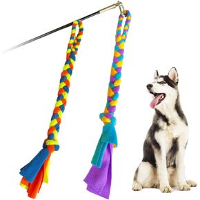 MgcYoHole Flirt Pole for Dogs Interactive Dog Toys for Large Medium Small Dogs Chase and Tug of War, Dog Teaser Wand with Lure Chewing Toy for Outdoor Exercise & Training. (Vital Green)