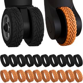JHZWD 20 Pack Luggage Wheel Covers, Silicone Wear Resistant Suitcase Wheel Covers, Anti Fall-Off Luggage Wheel Protector for 8 Spinner Wheels Luggage(10pcs Black & 10pcs Blue)