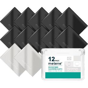 Metene 12 Pack Microfiber Cleaning Cloth (6 "x7"), Individually Wrapped and Equipped with a Storage Box | Microfiber Cloth for Glasses, Screens, Camera Lens and More(Dark Gray) in Kuwait