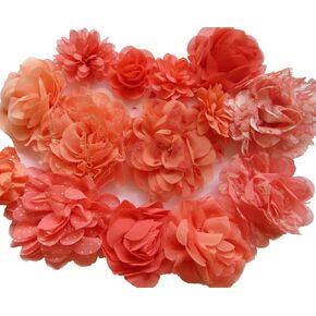 XiXiboutique 12pcs Chiffon Flower Fabric for Girls Headband Baby Flowers Bows,Crafts,Party Decoration(2.5"-4.5",Rose Pink Mix)