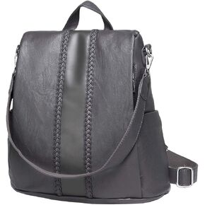 Backpack Purse for Women,VASCHY Fashion Faux Leather Anti-theft Backpack Purse Small for Ladies Bookbag Purse with Vintage Weave Brown