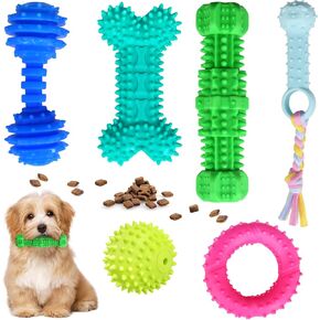 loncoldy Puppy Chew Toys for Teething, Puppy Toys 6 Pack, Dog Toys for Small Dogs, Squeaky Dog Toy, Puppy Teething Toys for Teeth Cleaning & Gum Massage, Anxiety Relief Dog Chew Toys